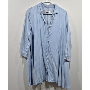 Zara Oversized Chambray Shirt Dress Denim